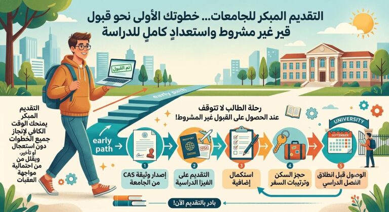 التقديم المبكر للجامعات… خطوتك الأولى نحو قبول غير مشروط واستعدادٍ كامل للدراسة